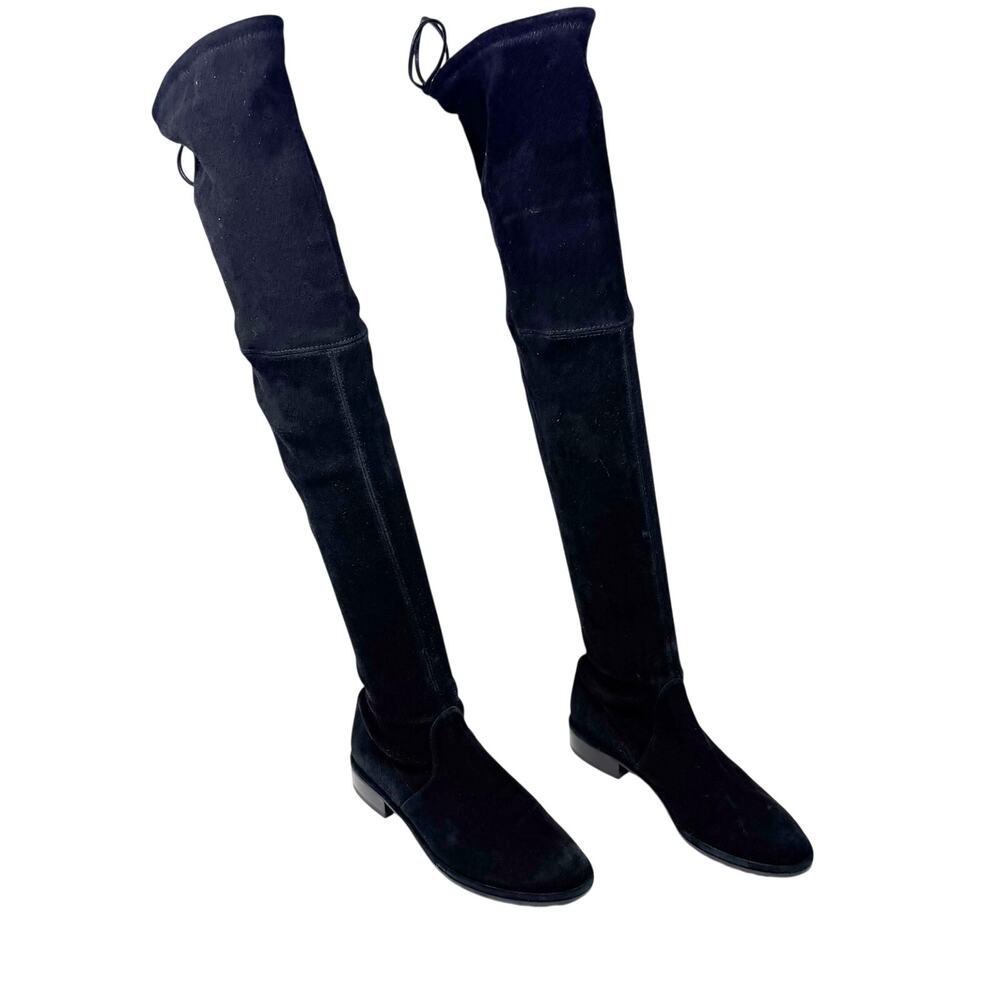Stuart Weitzman Lowland Over the Knee Boots Black Suede Size 4